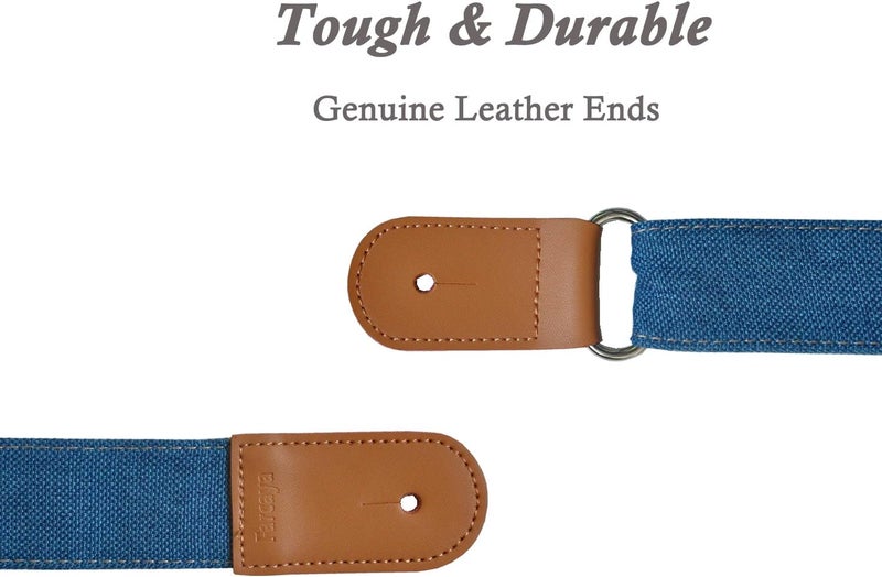 Farcaya Ukulele Strap Soprano Concert Tenor Baritone Banjo Mandolin Cotton Linen Leather Ends Uke Musical Instrument Accessories Picks Lock Button Screw (Blue) - Image 3